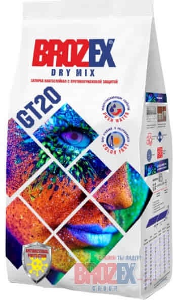 Затирка BROZEX GT 20 для межплиточных швов (2кг) БЕЛАЯ