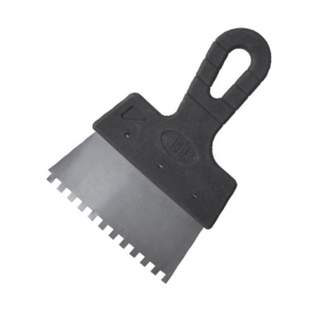 Шпатель зубчатый 150мм, зуб 44мм, пластик, нерж.